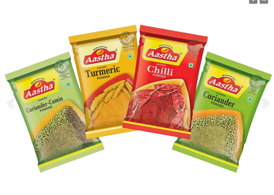 Stand Up Pouch Three Sides Sealed Bags For Spices Packaging Pepper , Salt , Paprika , Nutmeg Or Garlic