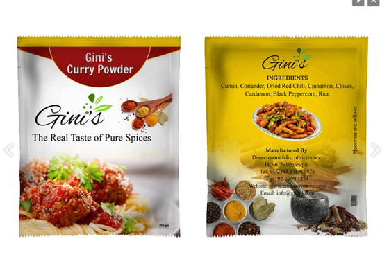 Stand Up Pouch Three Sides Sealed Bags For Spices Packaging Pepper , Salt , Paprika , Nutmeg Or Garlic